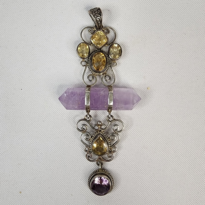 Amethyst  & Citrine Ornate Pendant JC25012