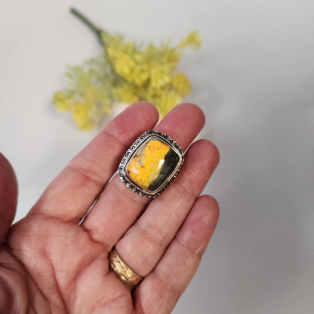 Bumble Bee Jasper Ring 10.75 -JDS26386
