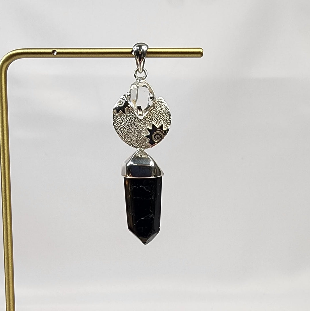 Herkimer Tourmaline Pendant-MJ146