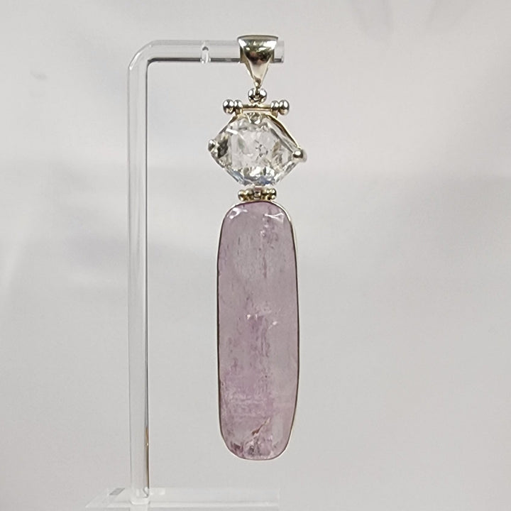 Pink Kunzite w/Herkimer Pendant MJ140