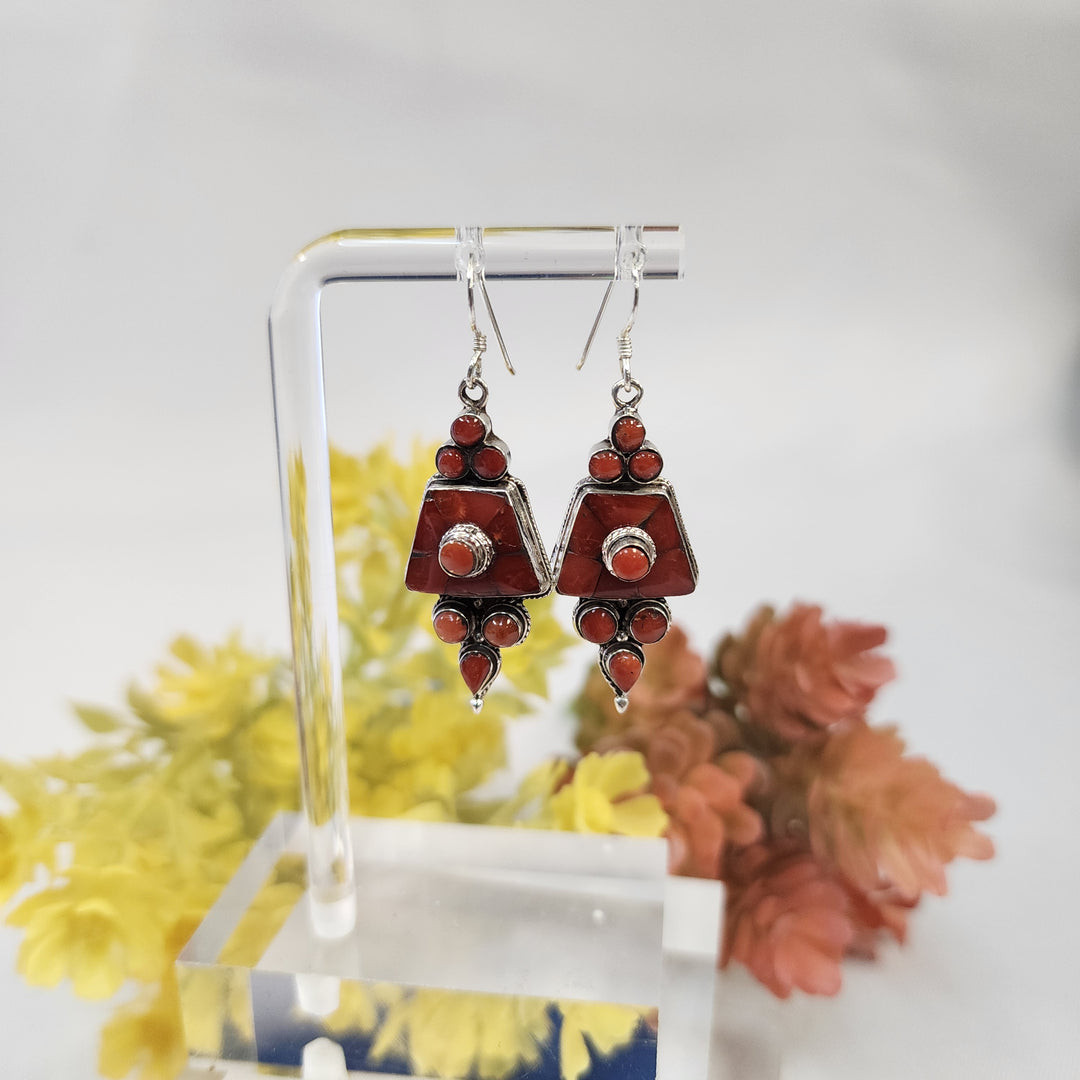 Coral & Turquoise Earrings SS  -JDS26005