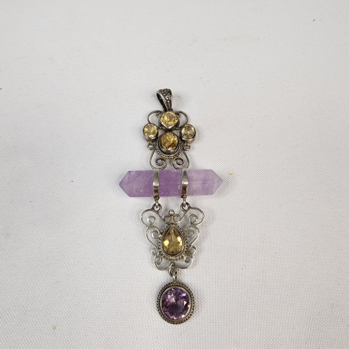 Amethyst  & Citrine Ornate Pendant JC25012
