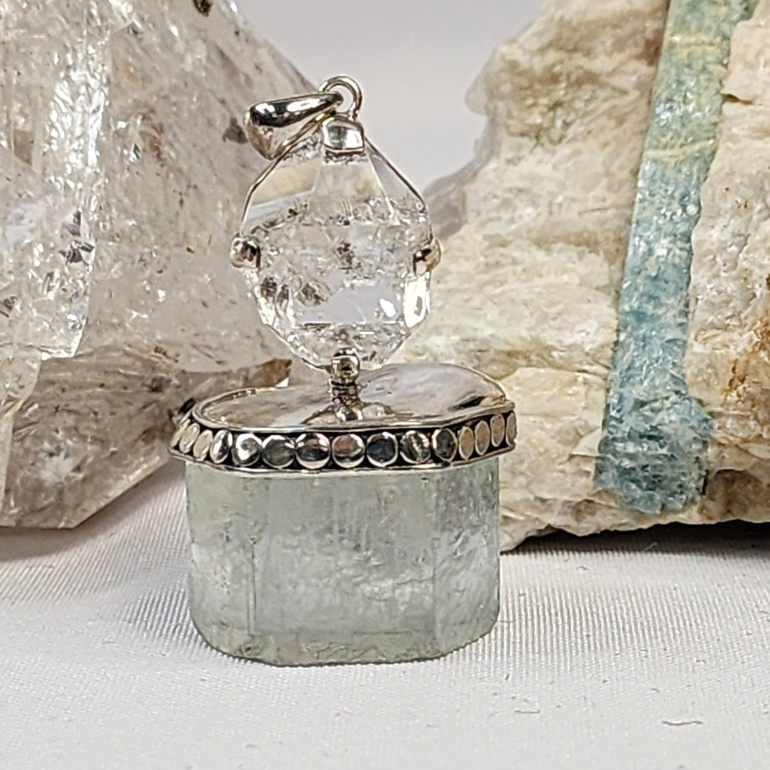 Aquamarine and Herkimer Pendant MJ141