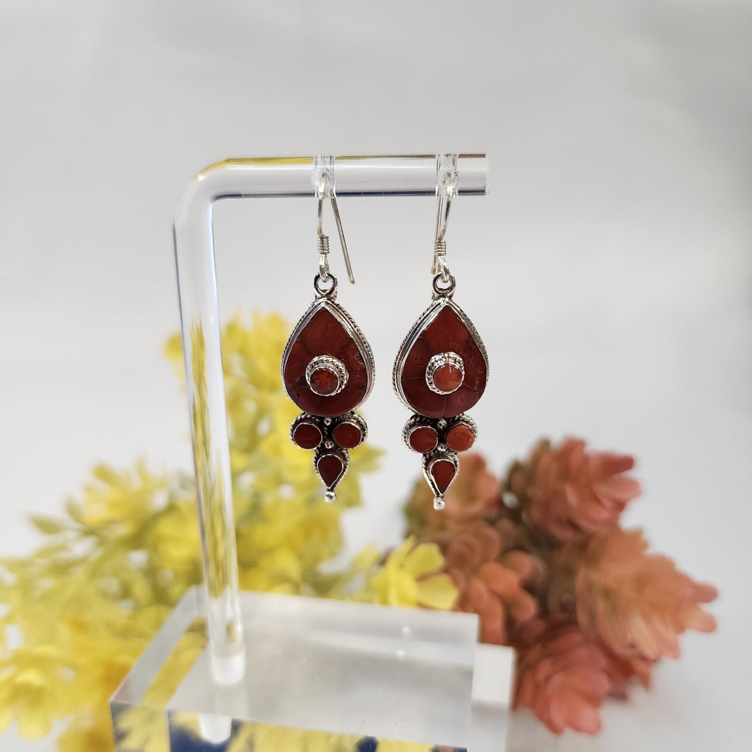 Coral & Turquoise Earrings SS  -JDS26007