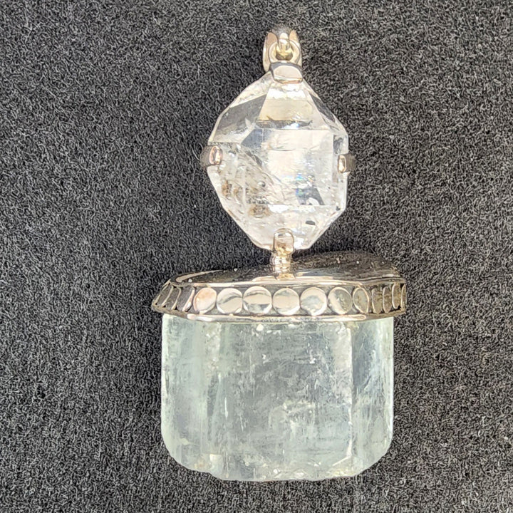 Aquamarine and Herkimer Pendant MJ141