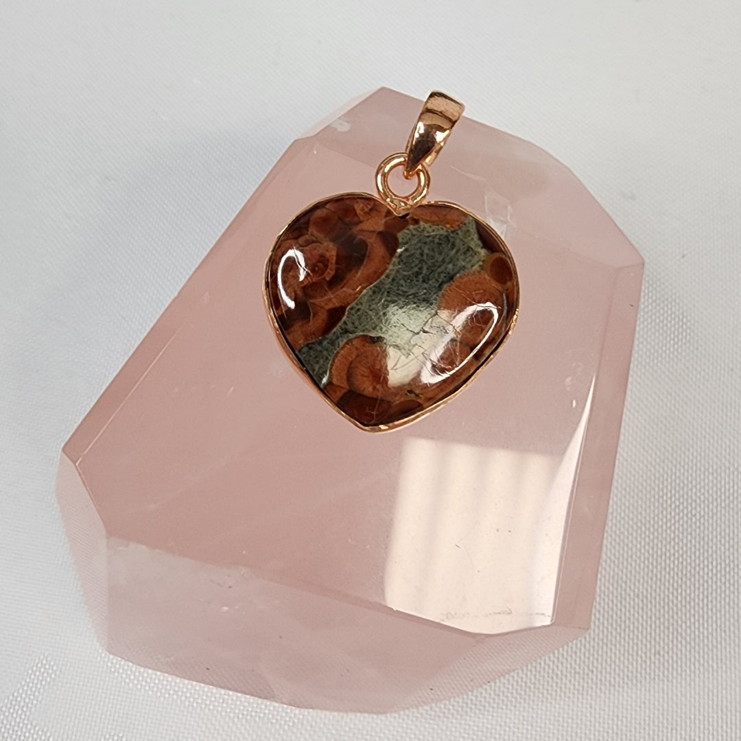 Poppy Jasper Heart Pendant-MJ170