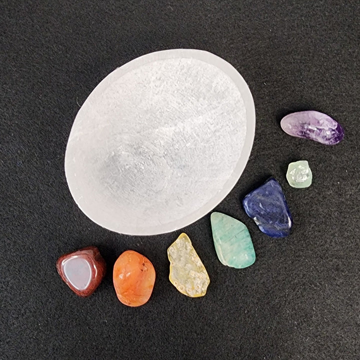 Selenite Bowl w/Tumbles-LT01