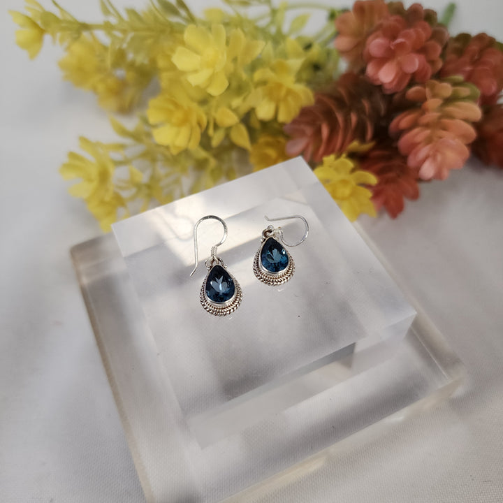 Blue Topaz Earrings  -JDS26172