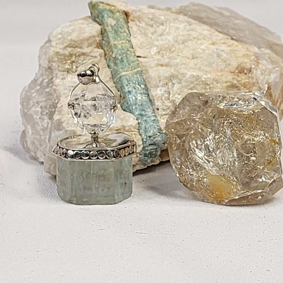 Aquamarine and Herkimer Pendant MJ141