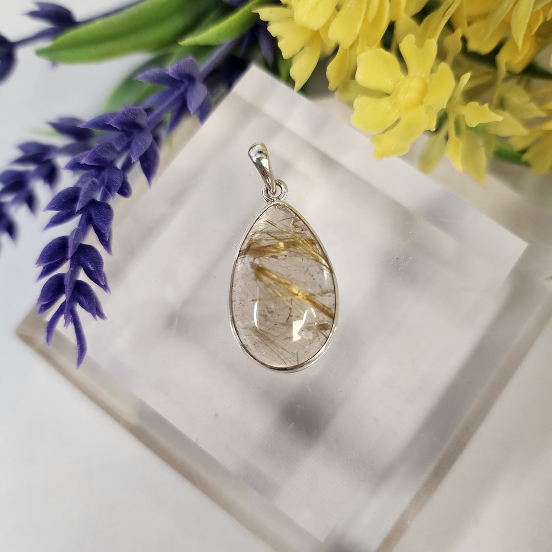 Rutilated Quartz Pendant  -JDS26116