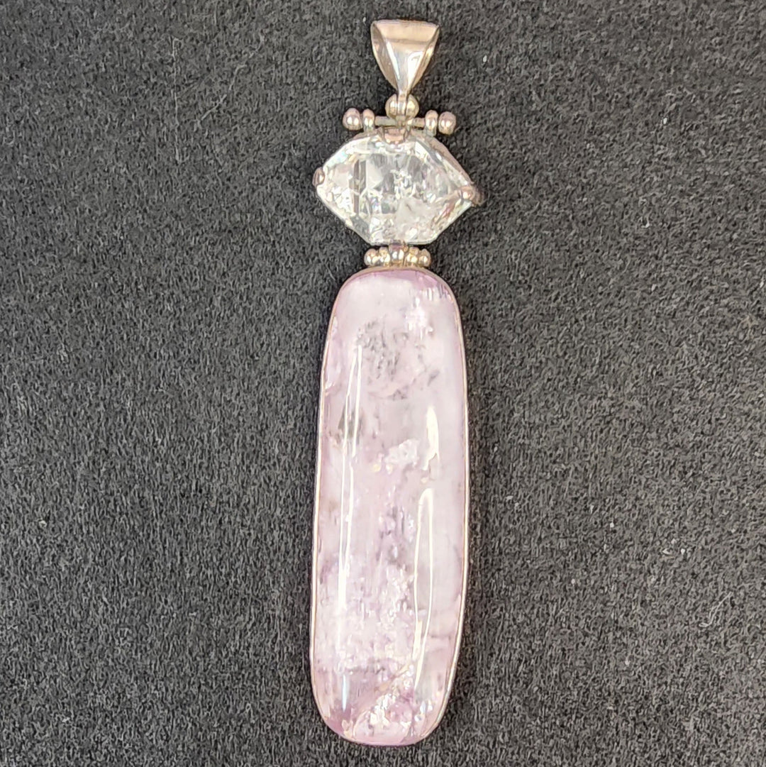 Pink Kunzite w/Herkimer Pendant MJ140