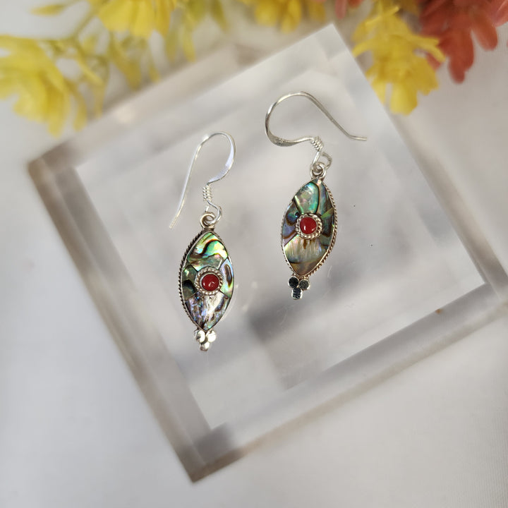 Abalone and Coral Earrings  -JDS26078