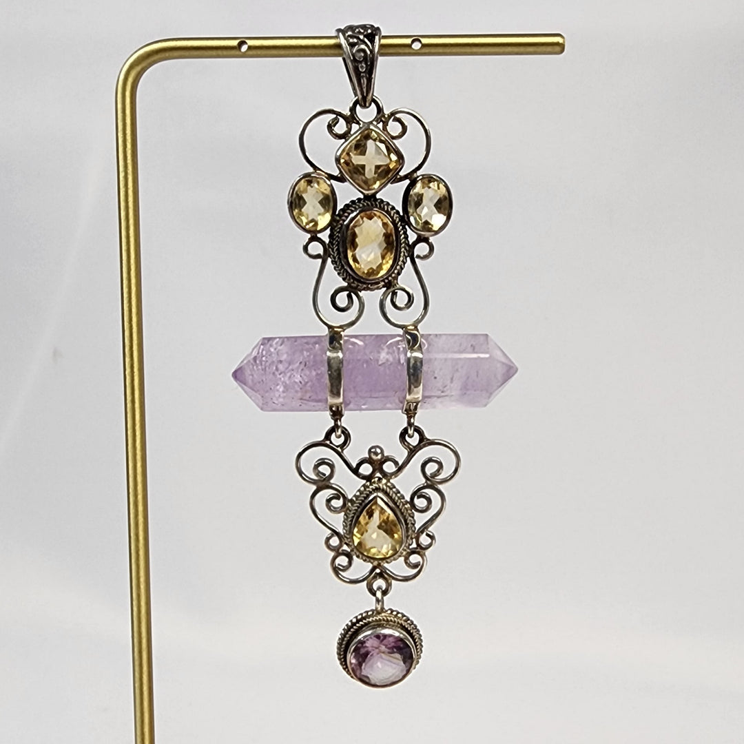 Amethyst  & Citrine Ornate Pendant JC25012