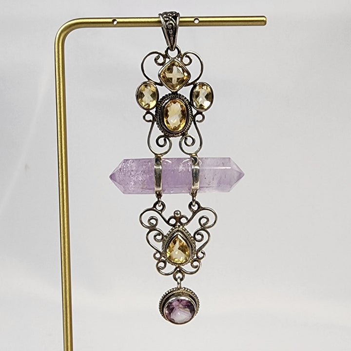 Amethyst  & Citrine Ornate Pendant JC25012