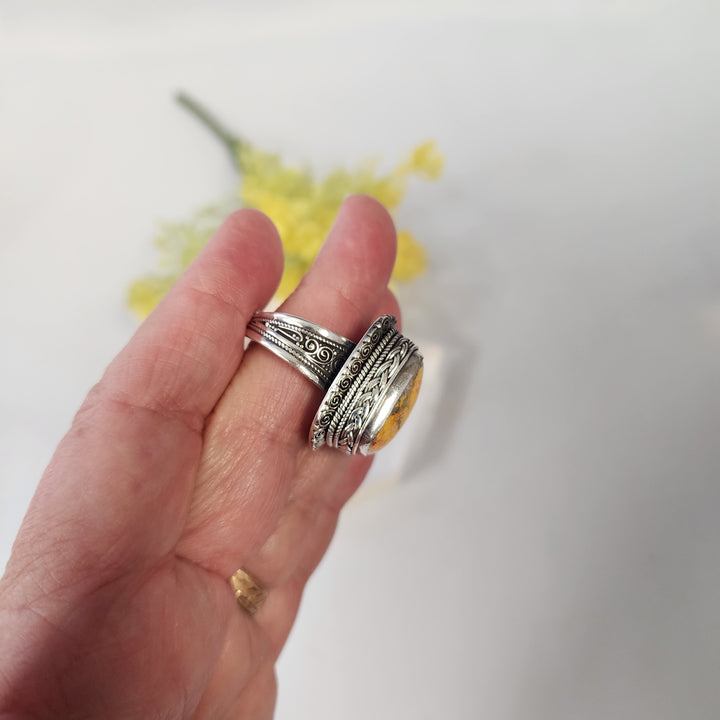 Bumble Bee Jasper Ring 10.75 -JDS26386