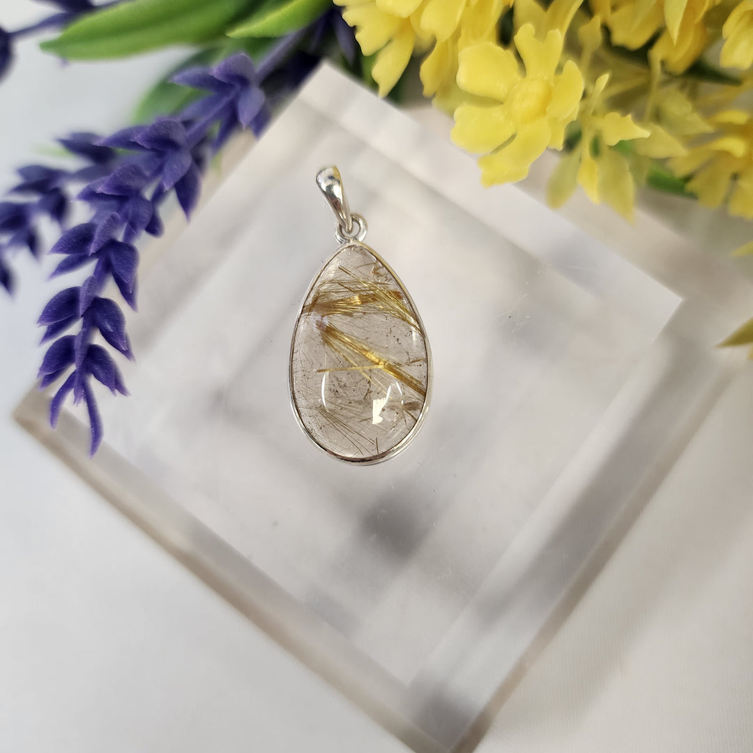 Rutilated Quartz Pendant  -JDS26116