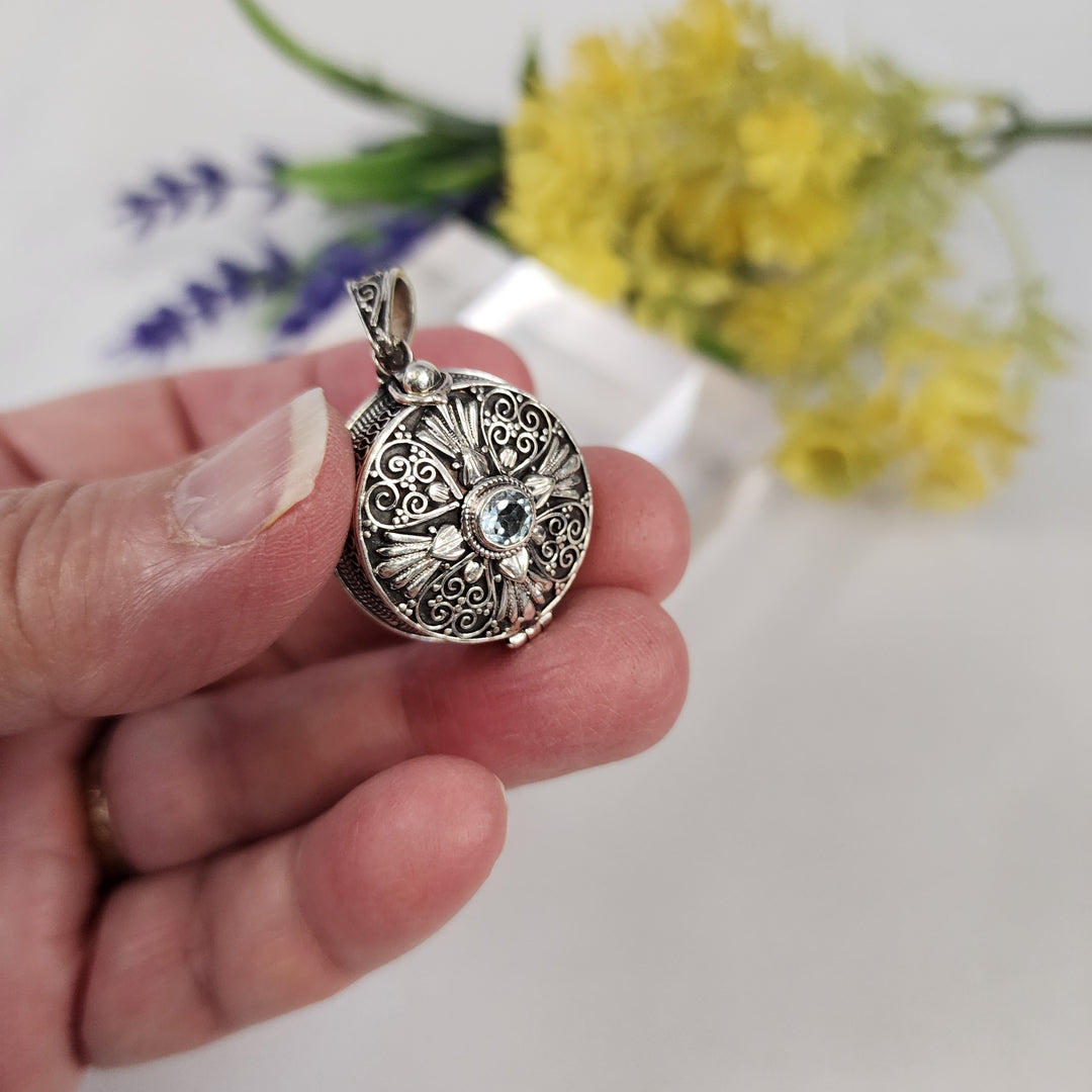 Blue Topaz Locket  -JDS26143