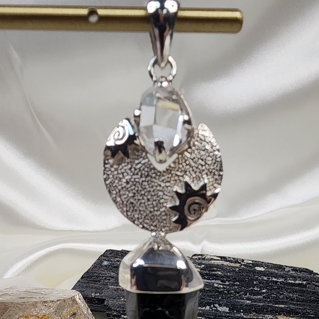 Herkimer Tourmaline Pendant-MJ146