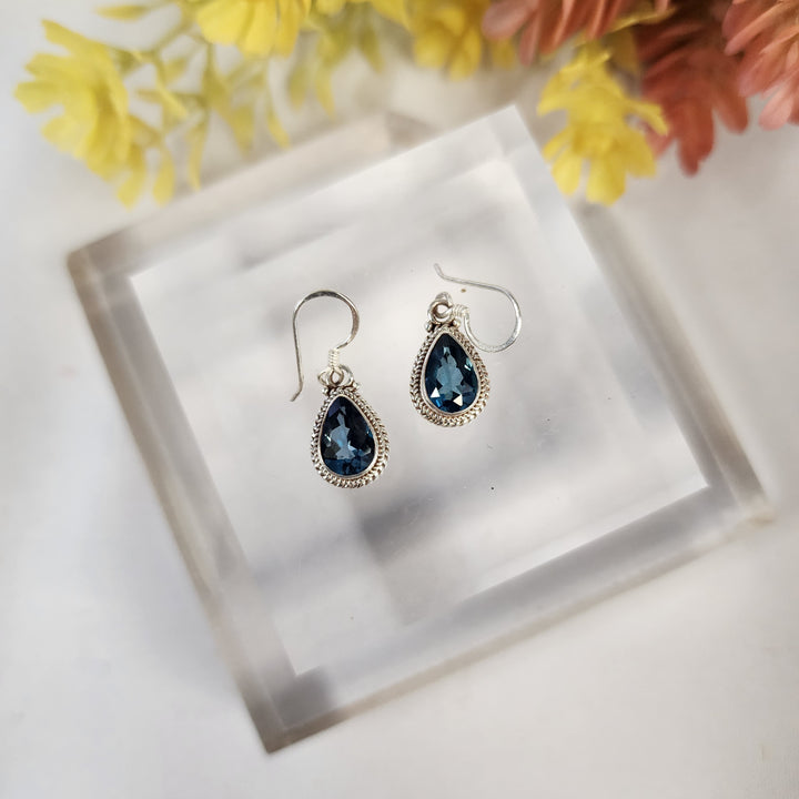 Blue Topaz Earrings  -JDS26172