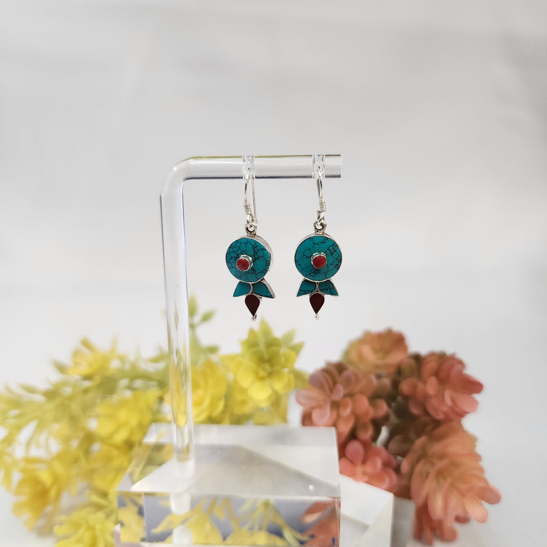Turquoise & Coral Earrings SS  -JDS26002