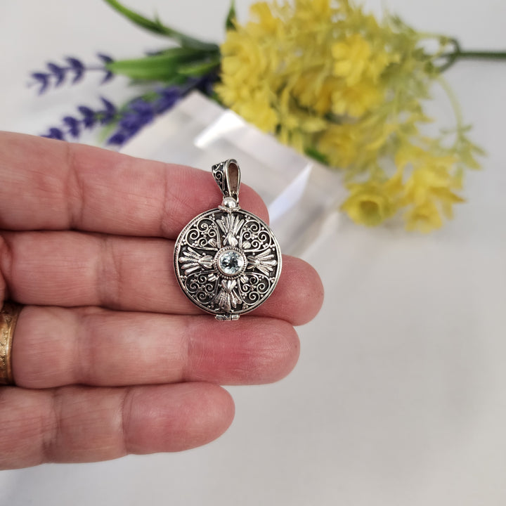 Blue Topaz Locket  -JDS26143