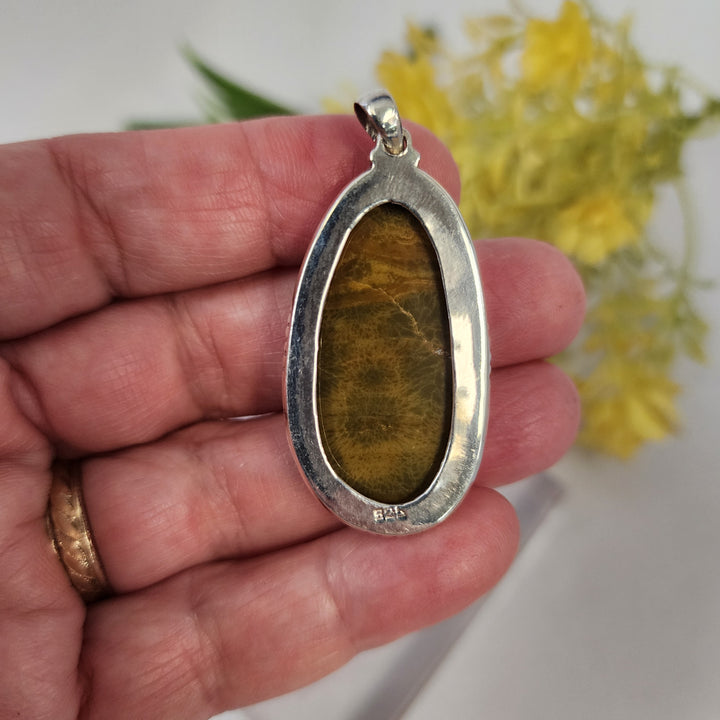 Flower Agate Pendant  -JDS26137