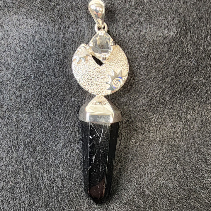 Herkimer Tourmaline Pendant-MJ146