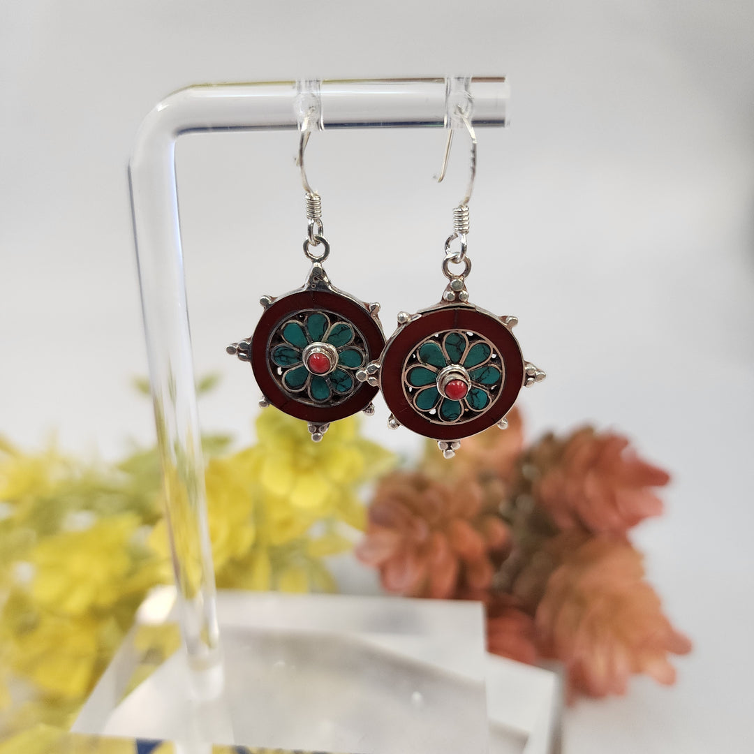 Coral & Turquoise Earrings SS  -JDS26004