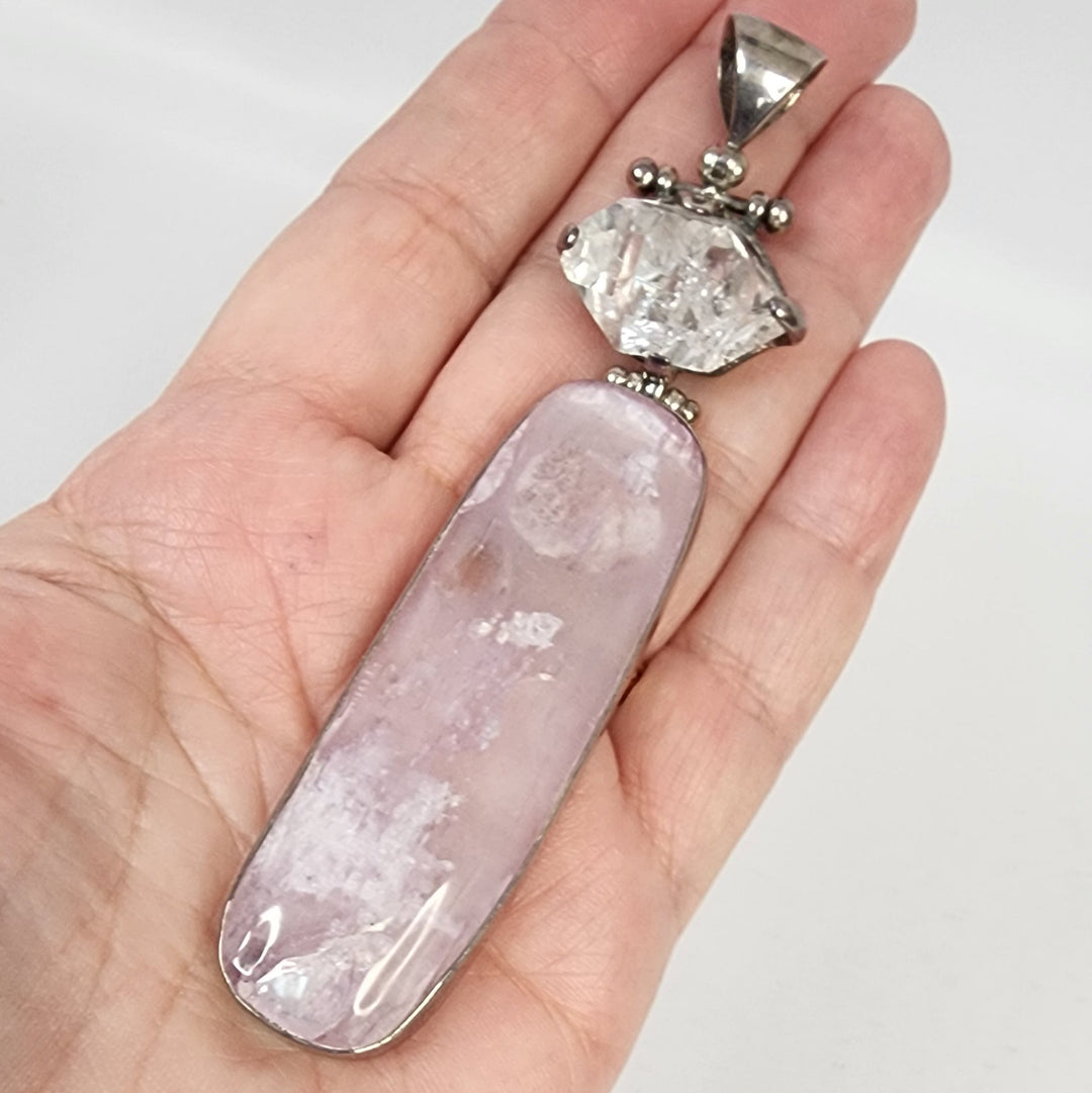Pink Kunzite w/Herkimer Pendant MJ140