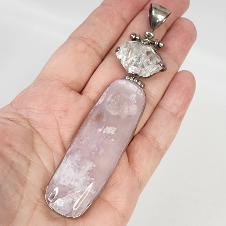 Pink Kunzite w/Herkimer Pendant MJ140