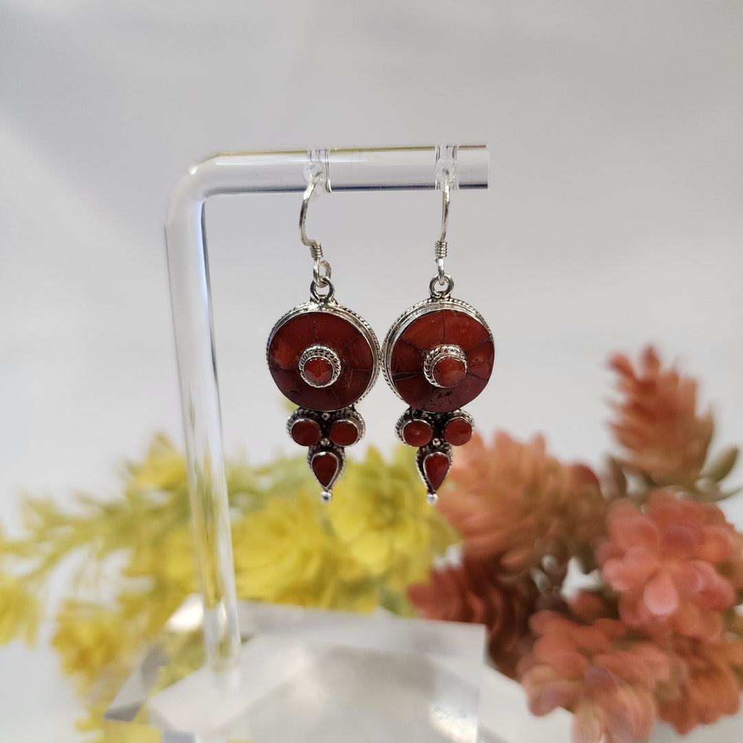 Coral & Turquoise Earrings SS  -JDS26006