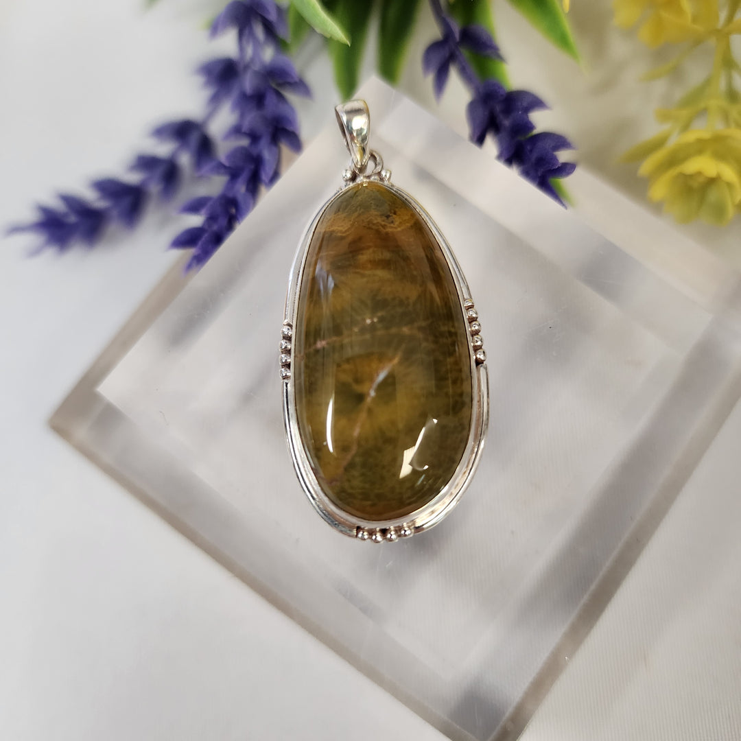 Flower Agate Pendant  -JDS26137