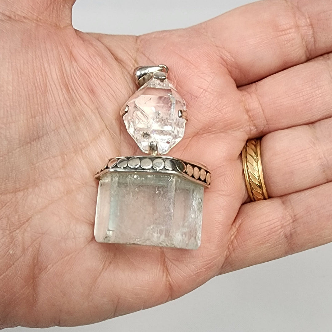 Aquamarine and Herkimer Pendant MJ141