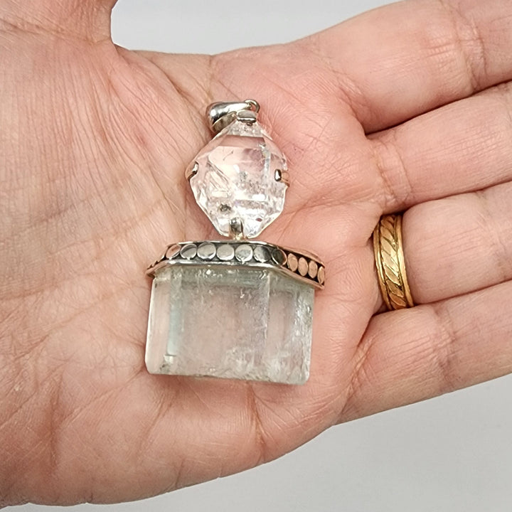 Aquamarine and Herkimer Pendant MJ141