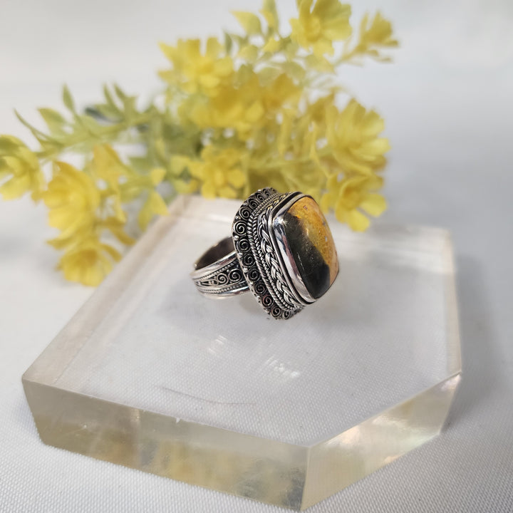Bumble Bee Jasper Ring 10.75 -JDS26386