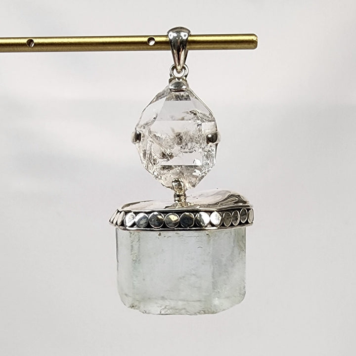 Aquamarine and Herkimer Pendant MJ141