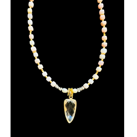 Pink Amethyst w/Peruvian Opals & Diamond Crystals