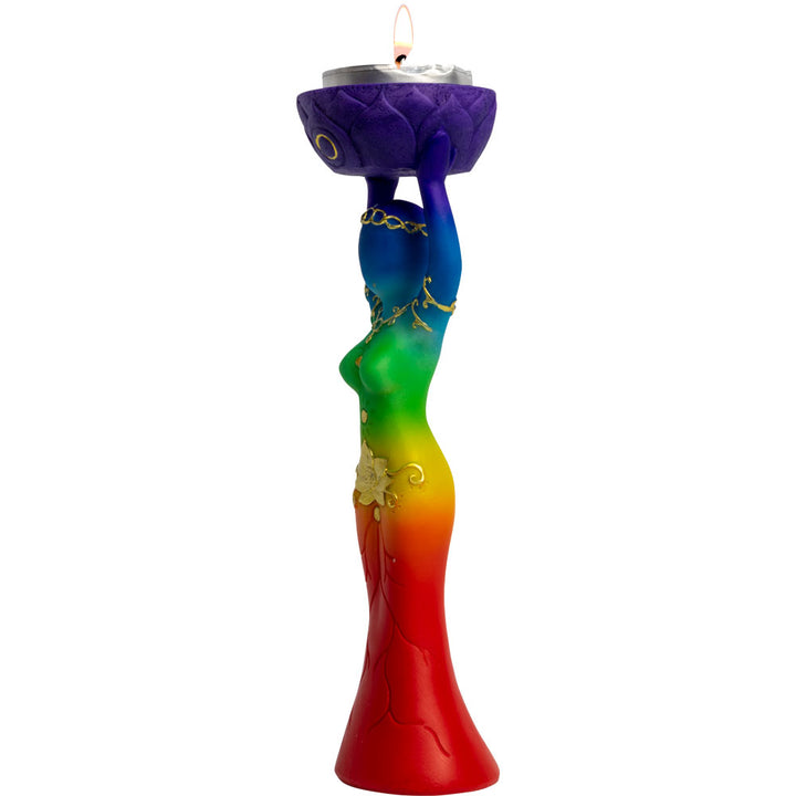 Chakra Goddess Tealight Candle Holder Statue (Gypsum Cement)