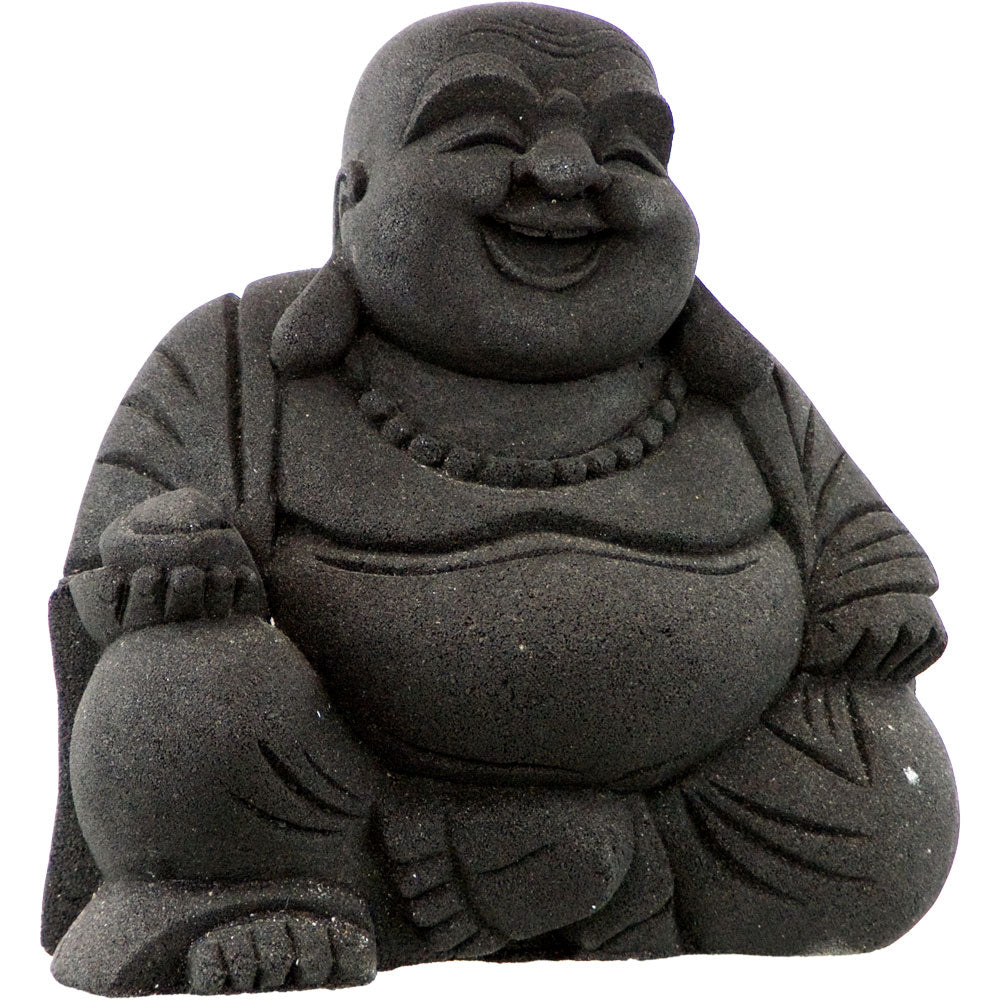 Laughing Buddha Volcanic Stone Statue