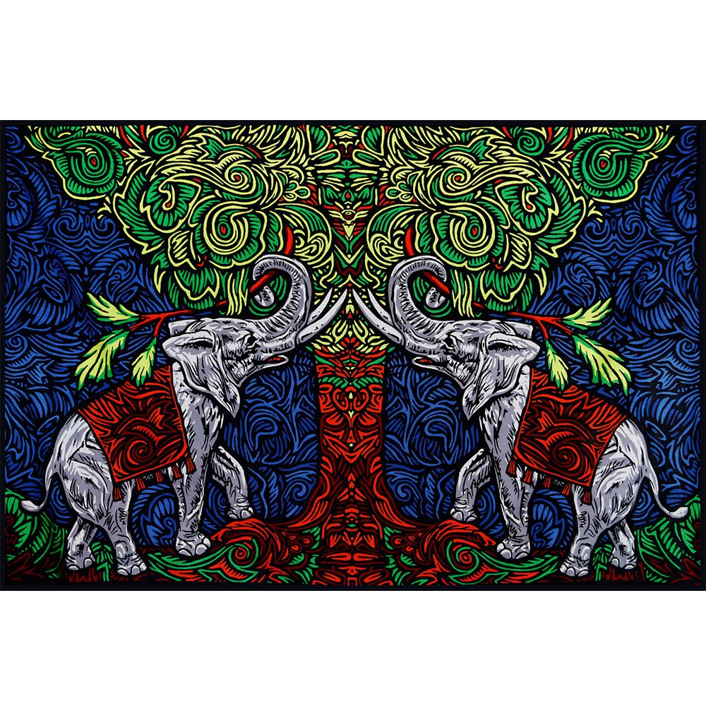 3D Elephant Tree Tapestry 60"x90" (T34)