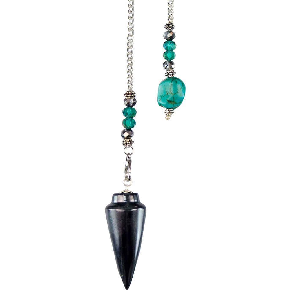 Hematite Pendulum with Turquoise Nugget (P15)