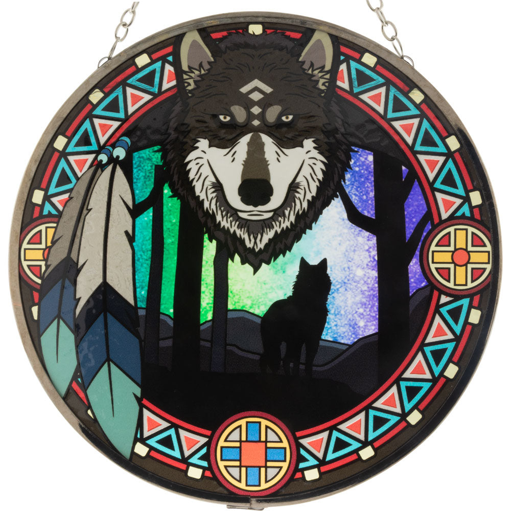 Glass Suncatcher Wolf Spirit