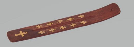 Brass Inlay Wood Incense Holder - Assorted