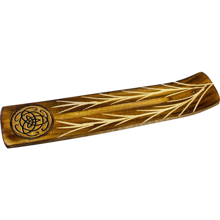 Wide Engraved Wood Incense Holder