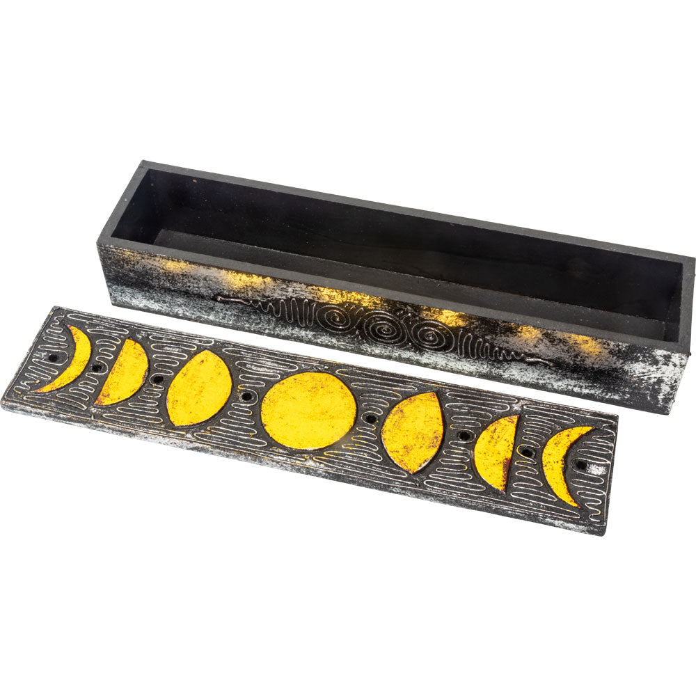 Moon Phases Wood Incense Storage Box