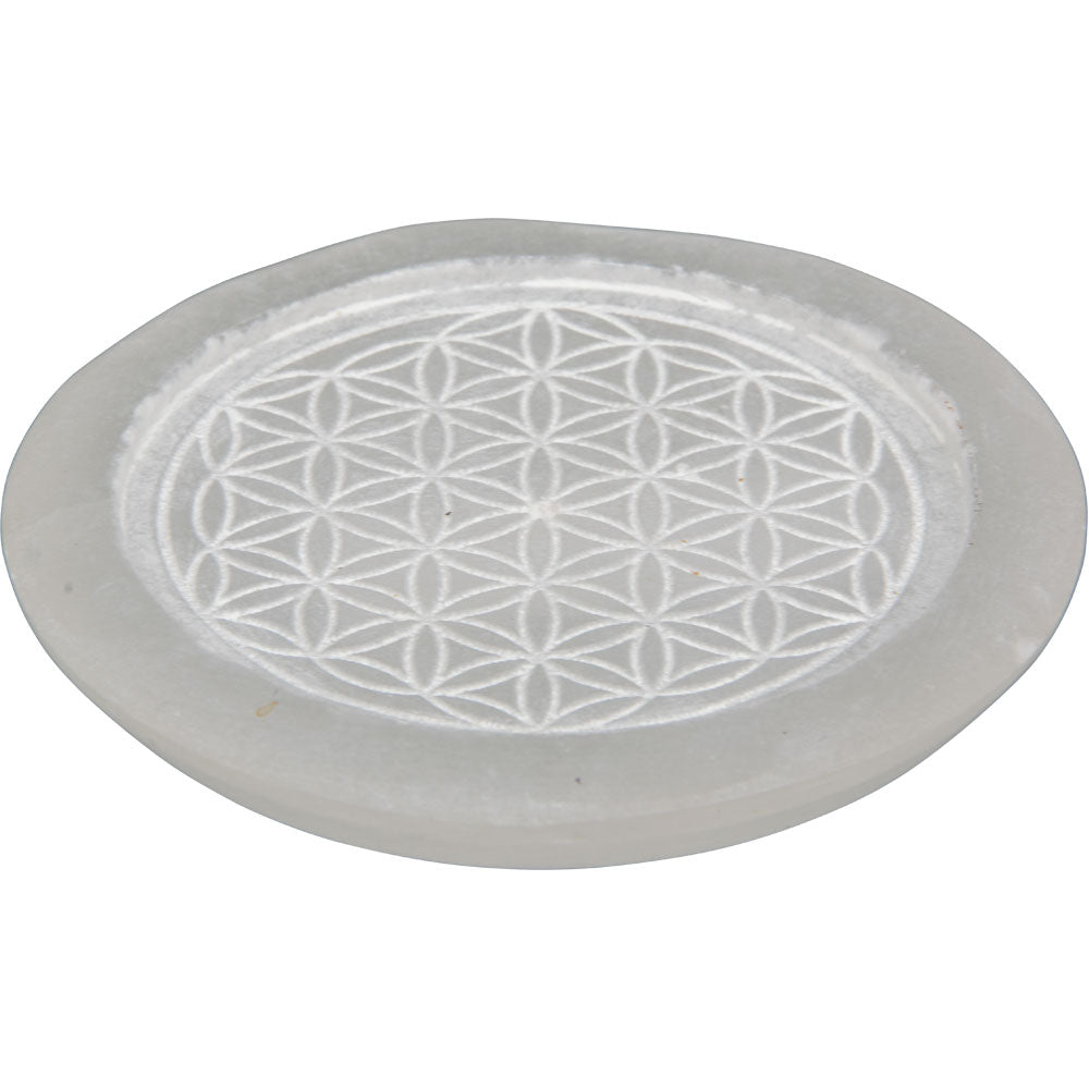 Soapstone 3" Round Incense Holder - Flower of Life