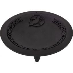 (Clearance) Cast Iron Incense Holder -Raven/Pentacle