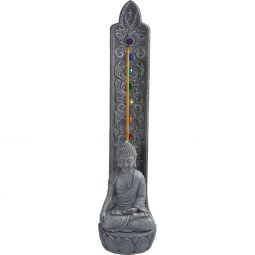 Polyresin Incense Burner - Buddha w/ Chakra Gems