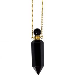 Pendant Perfume Bottle Necklace - Obsidian