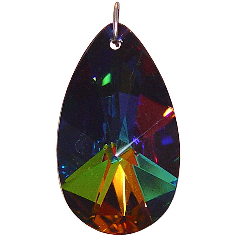 Aurora Borealis Crystal Prism Black Almond 38mm